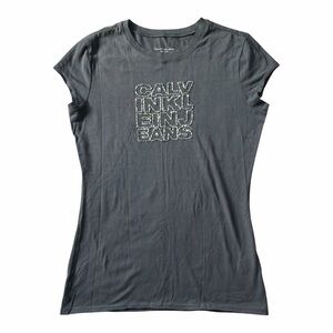 NWOT 1990s/2000s Calvin Klein Black Beaded cap sleeve tee